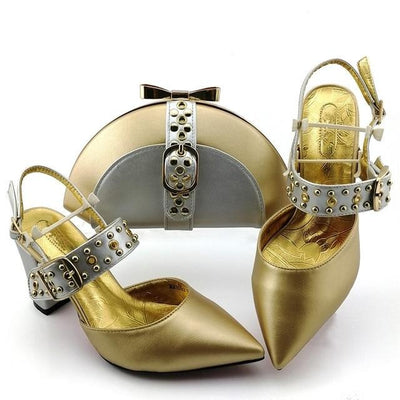 Fancy Wedding Big Heel Shoes With Clutch Bag
