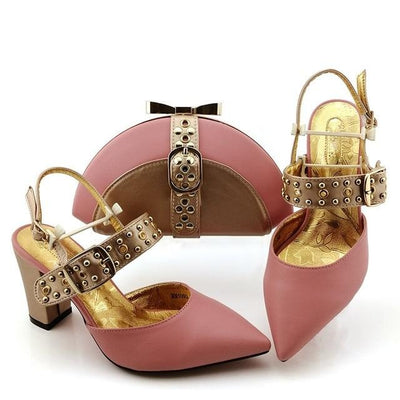 Fancy Wedding Big Heel Shoes With Clutch Bag