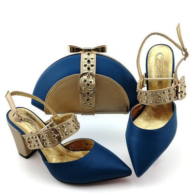 Fancy Wedding Big Heel Shoes With Clutch Bag