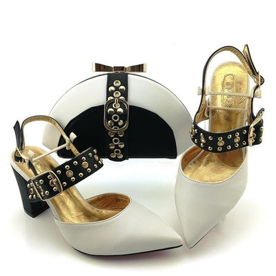 Fancy Wedding Big Heel Shoes With Clutch Bag