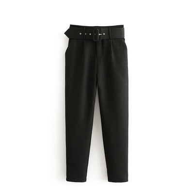 black suit pants woman high waist