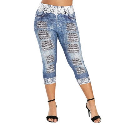Print Pants Denim Trousers
