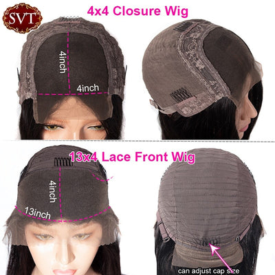SVT Brazilian Water Wave Short Bob 4x4 Closure Wig Human Hair Lace Frontal Wavy Curly Bob Wigs For Women Pre Plucked Lace Wig