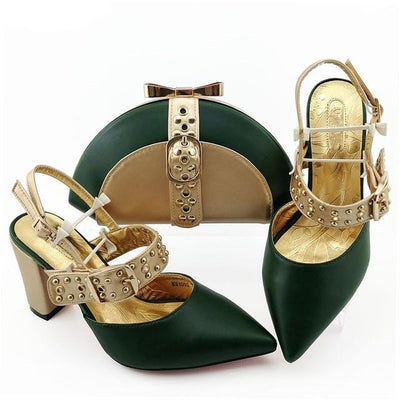 Fancy Wedding Big Heel Shoes With Clutch Bag