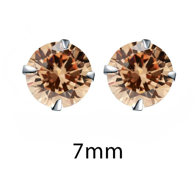 Crystal Zirconia 925 Sterling Silver Stud Earrings