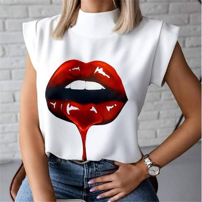 Women Lips Printed T Shirt