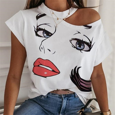 Women Lips Printed T Shirt